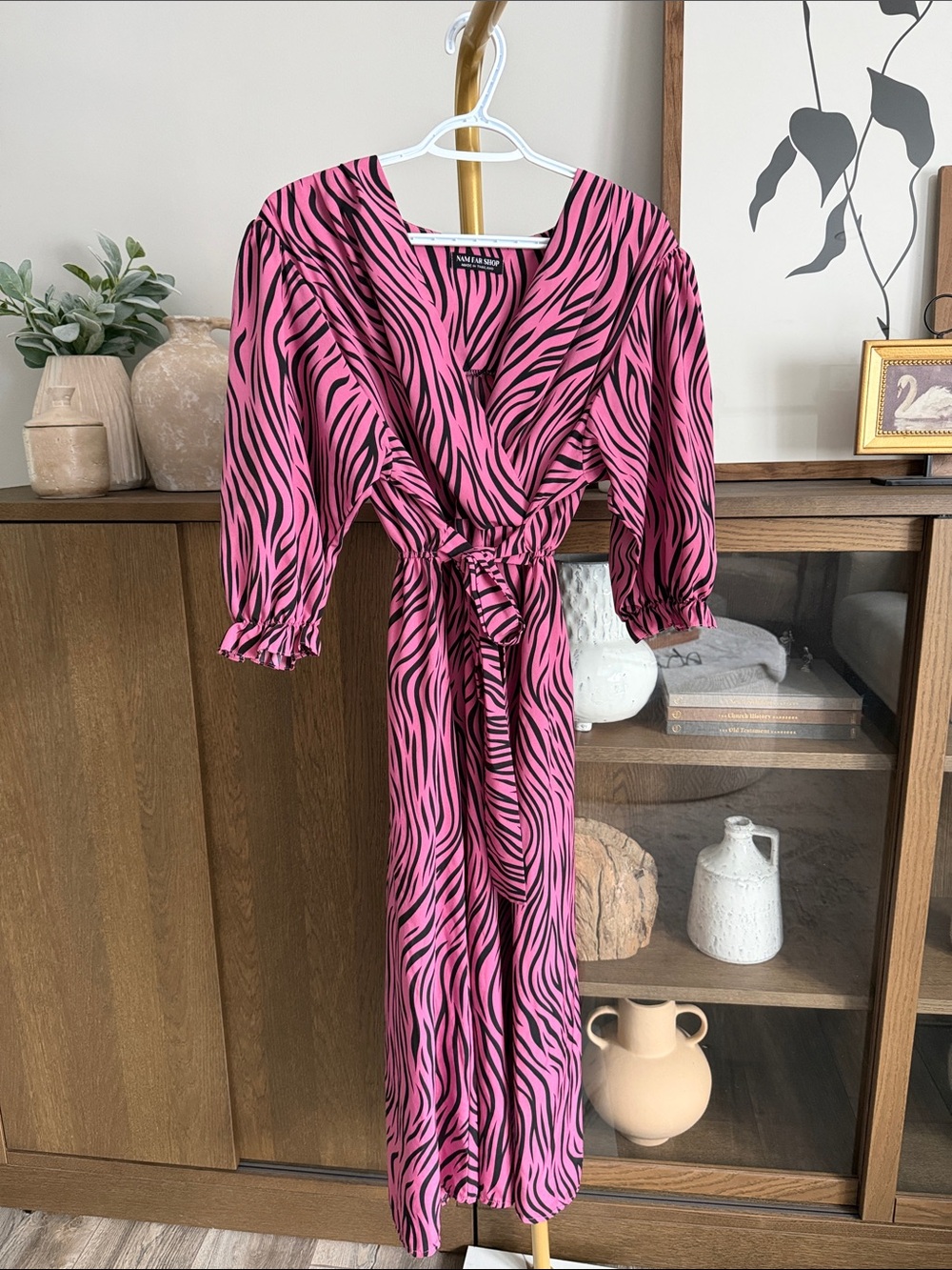 29. Women's Pink Zebra Print Maxi Dress.